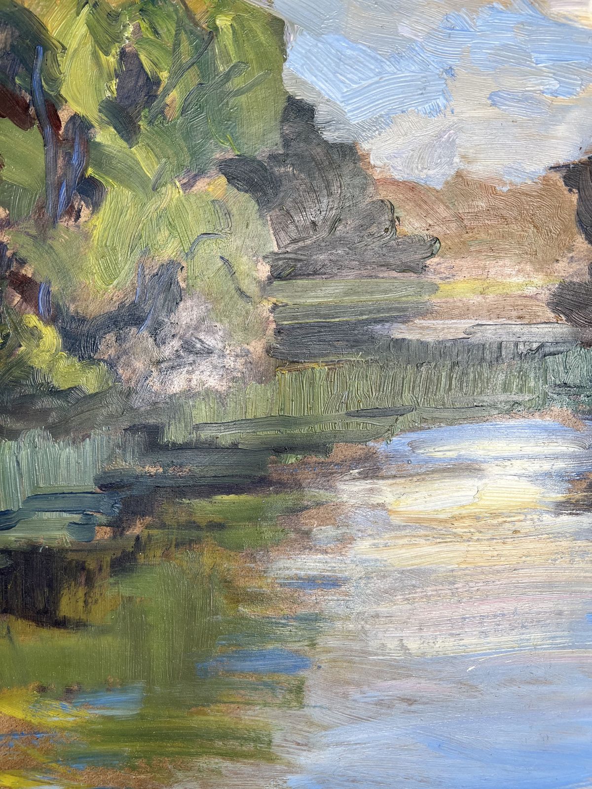 Lake Landscape, Oil On Board Painting photo buy