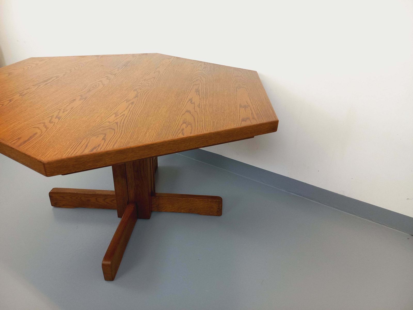 photo furniture Hexagonal Oak Table, 1980s, Vintage