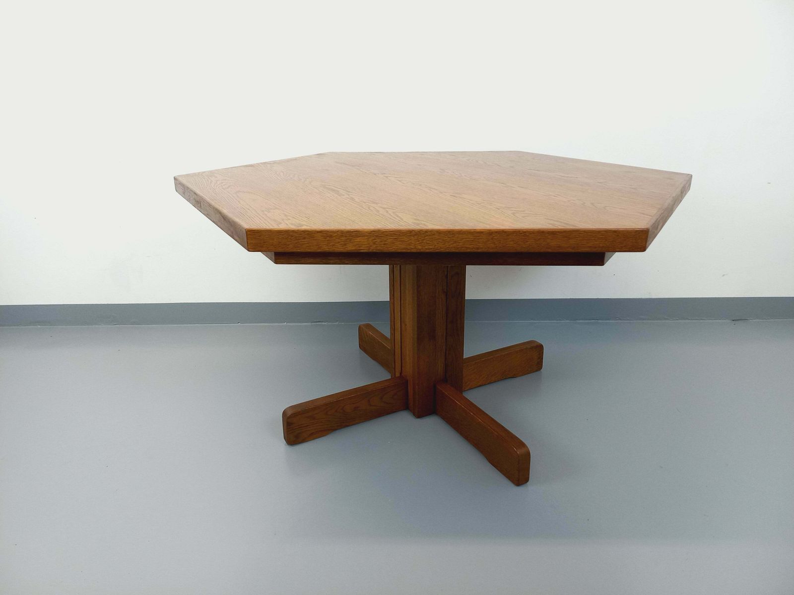 photo vinterior Hexagonal Oak Table, 1980s, Vintage
