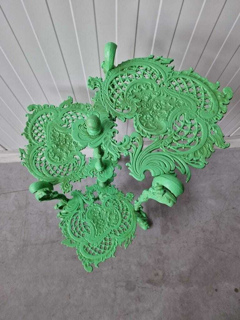 Cast Iron Flower Green Vintage Coffee Table   Perfect Home & Garden Gift For Rustic Decor Lovers photo Garden Furniture