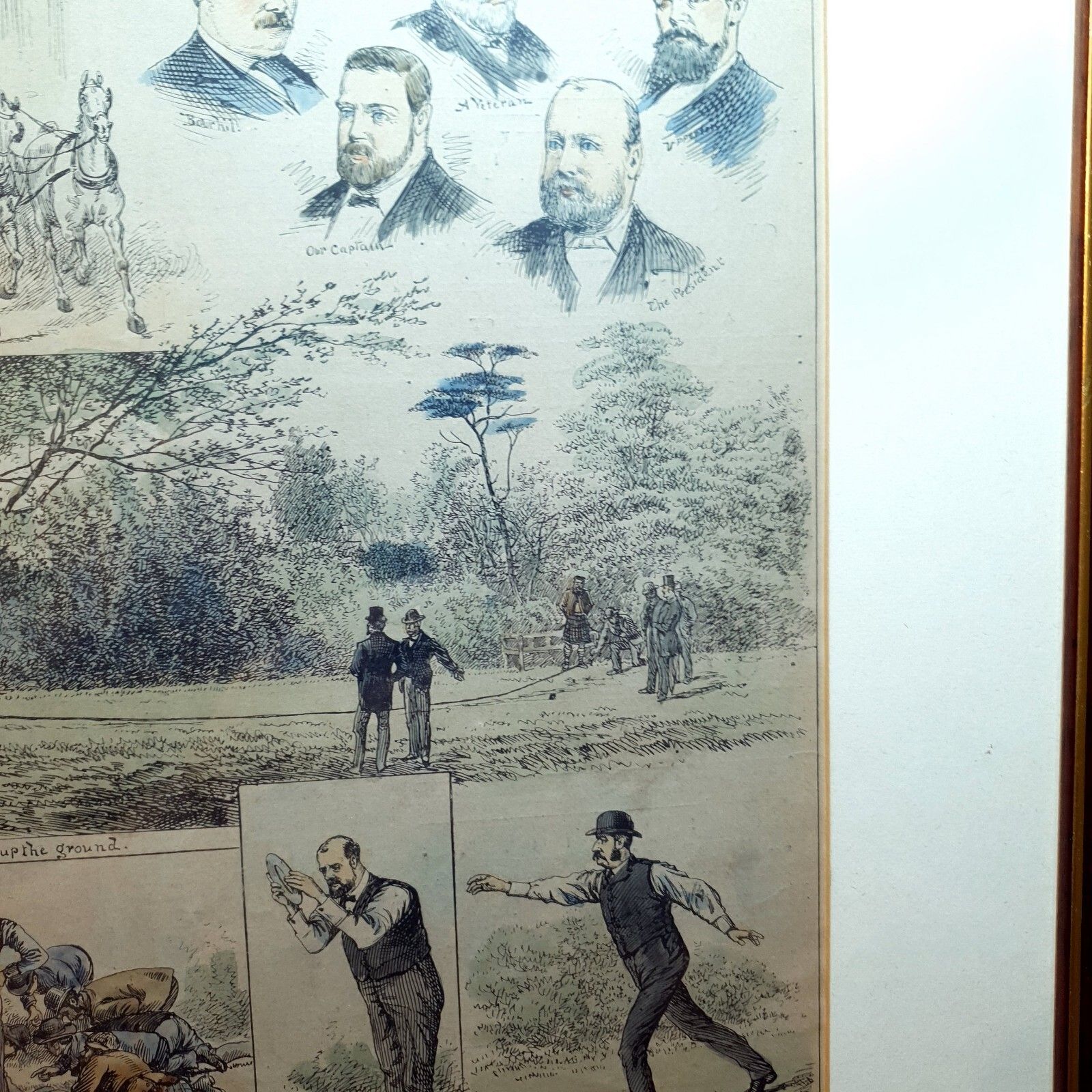 J.F Weedon Handgekleurde Lithografie Gedateerd 1888 Zeldzame Quoits Wedstrijd Hampstead photo vintage