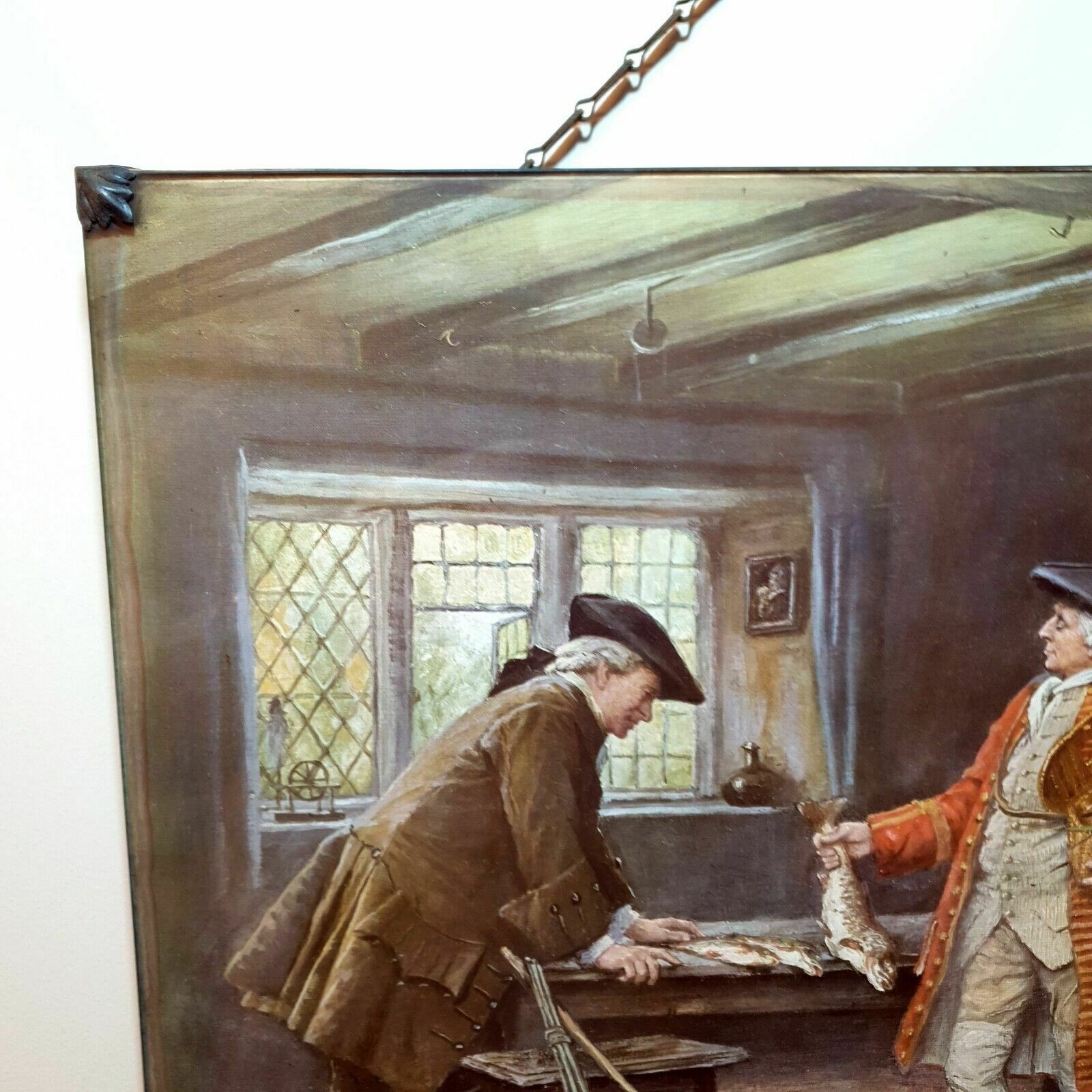 130.0 F.M Bennett Print Pride Of Capture Glass Front Woodblock Back From Original 1929 photo