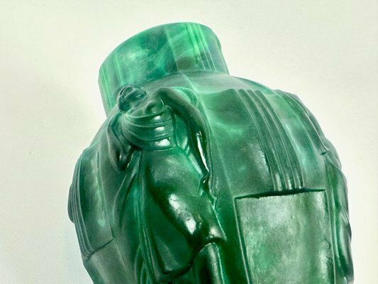 Art Deco Malachite Glass Ingrid Vase Attributed To Artur Pleva For Curt Schlevogt, 1950s photo vinterior