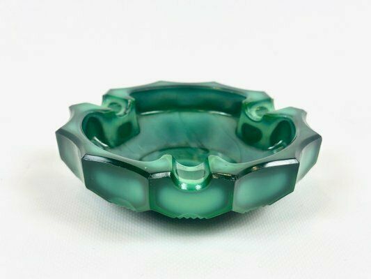 Bohemian Malachite Ashtray From Jablonec Glassworks, 1960s photo Home Decor