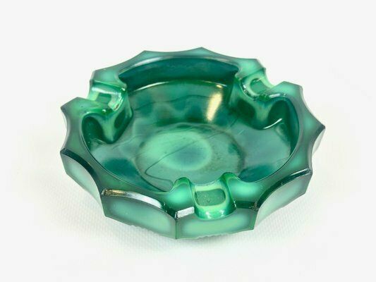 Bohemian Malachite Ashtray From Jablonec Glassworks, 1960s photo buy