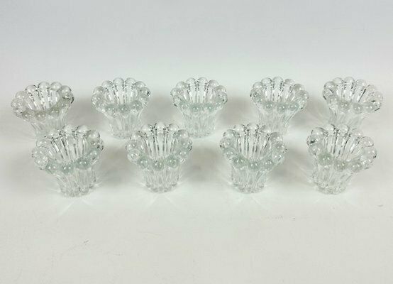 Crystal Bubble Glass Candleholders From San Marco, West Germany, 1970s, Set Of 9