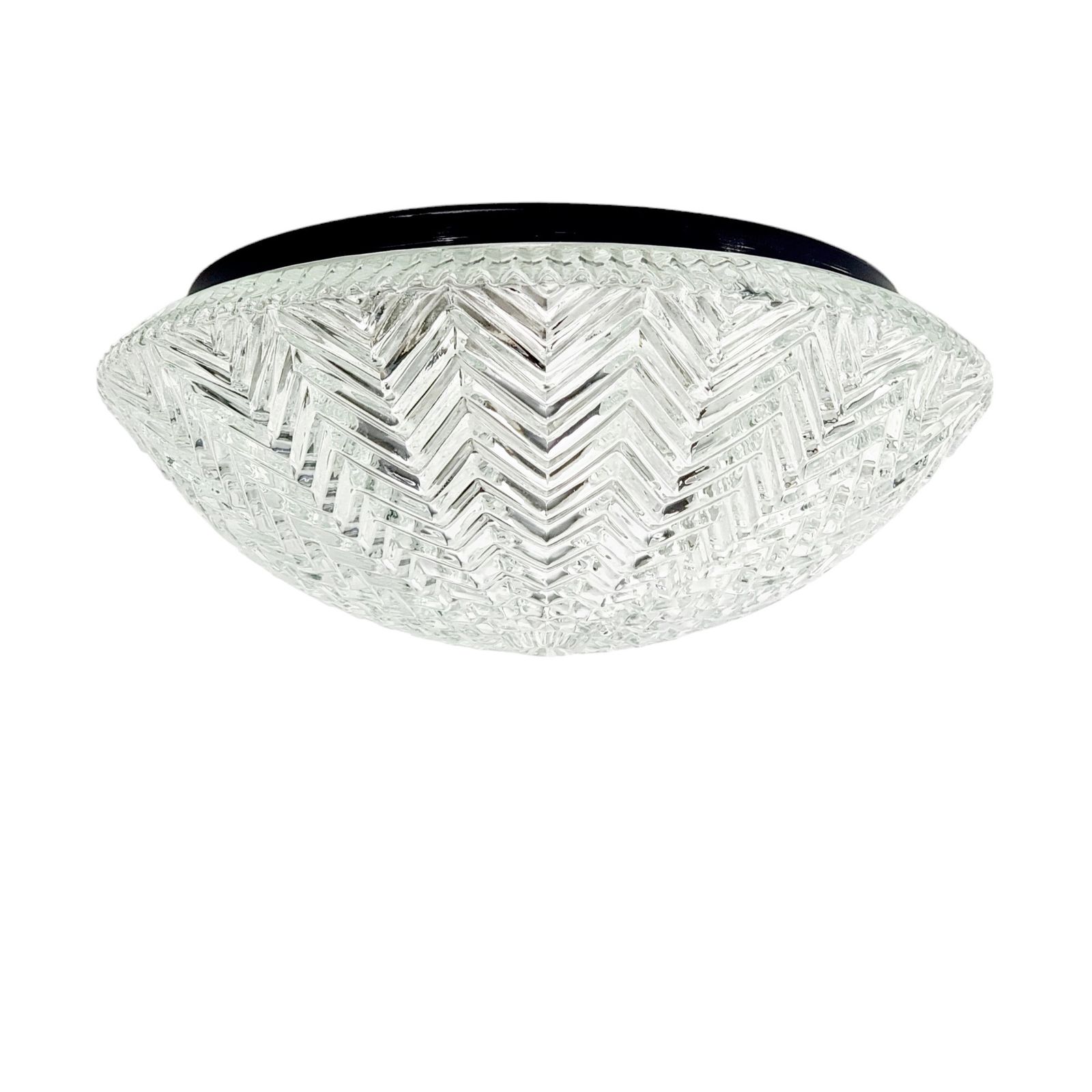Pair Of Geometric Glass Ceiling Lights From Limburg, Germany, 1970s photo Lighting