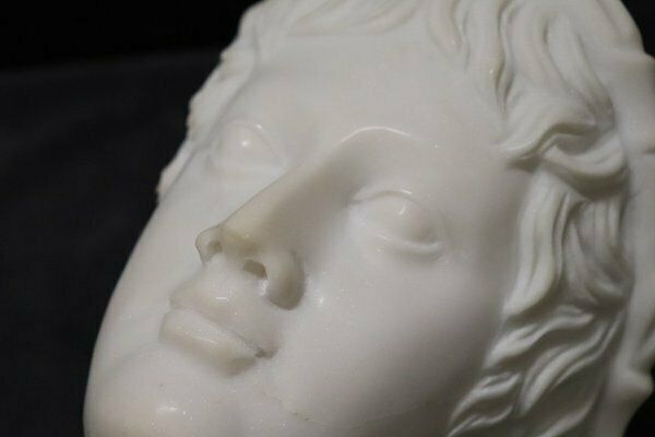 Head Of A Young Bacchus, 20th Century, White Marble Sculpture photo vinterior