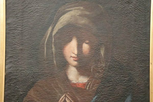 Italian School Artist, Madonna In Prayer, Oil On Canvas, Framed photo furniture