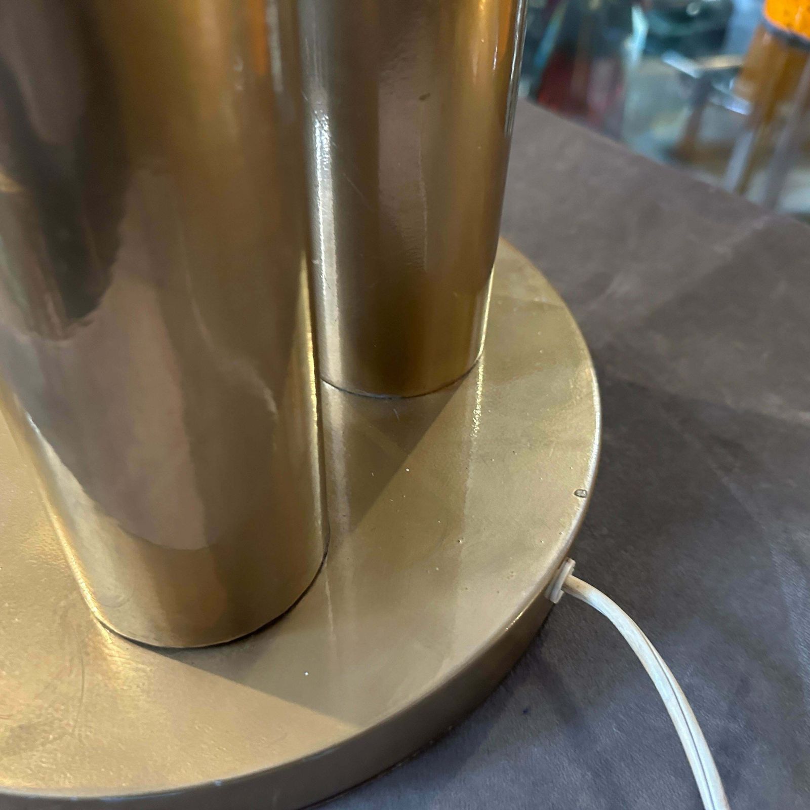 photo for sale 1970s Gio Ponti Style Mid Century Modern Gilded Metal Italian Table Lamp