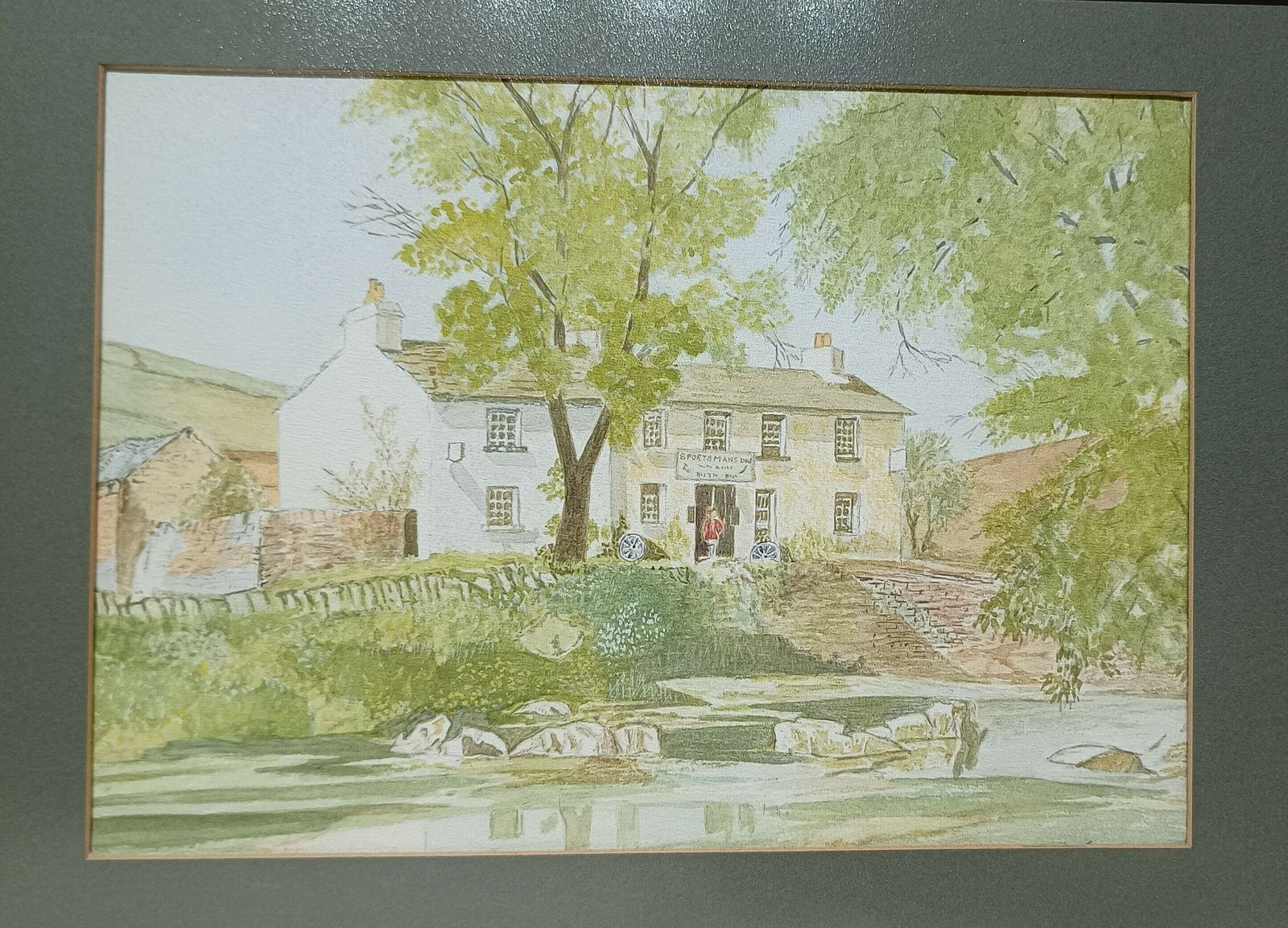Original Watercolour Painting The Sportsman Inn Tweed Northumberland Artist Signed Framed. photo 85.0