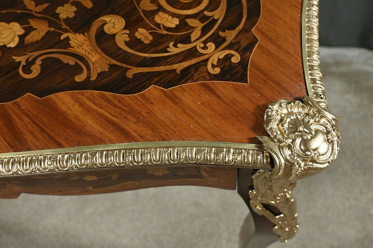 Rosewood And Marquetry Desk Table, Napoleon III Period – 2nd Part Of The 19th Century photo vinterior