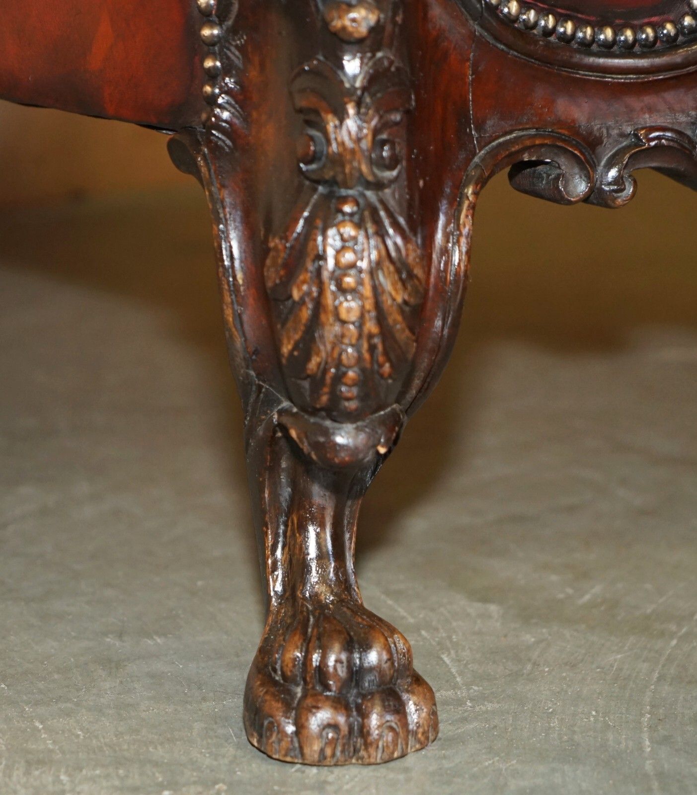 photo furniture Exquisite Antique Cir 1840 Hand Carved Lions Head Chesterfield Library Armchair