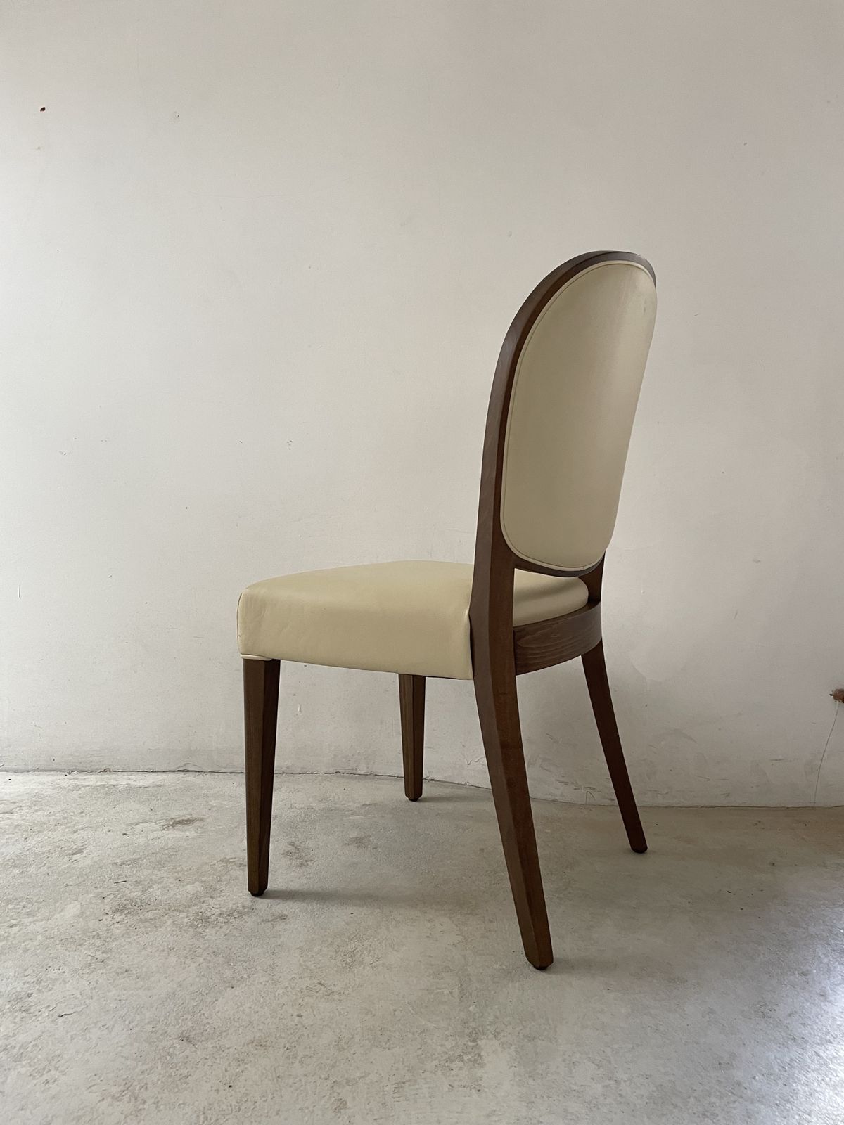 Cream Leather And Walnut Dining Or Statement Chair   Ex. Contract, Perfect Condition photo for sale
