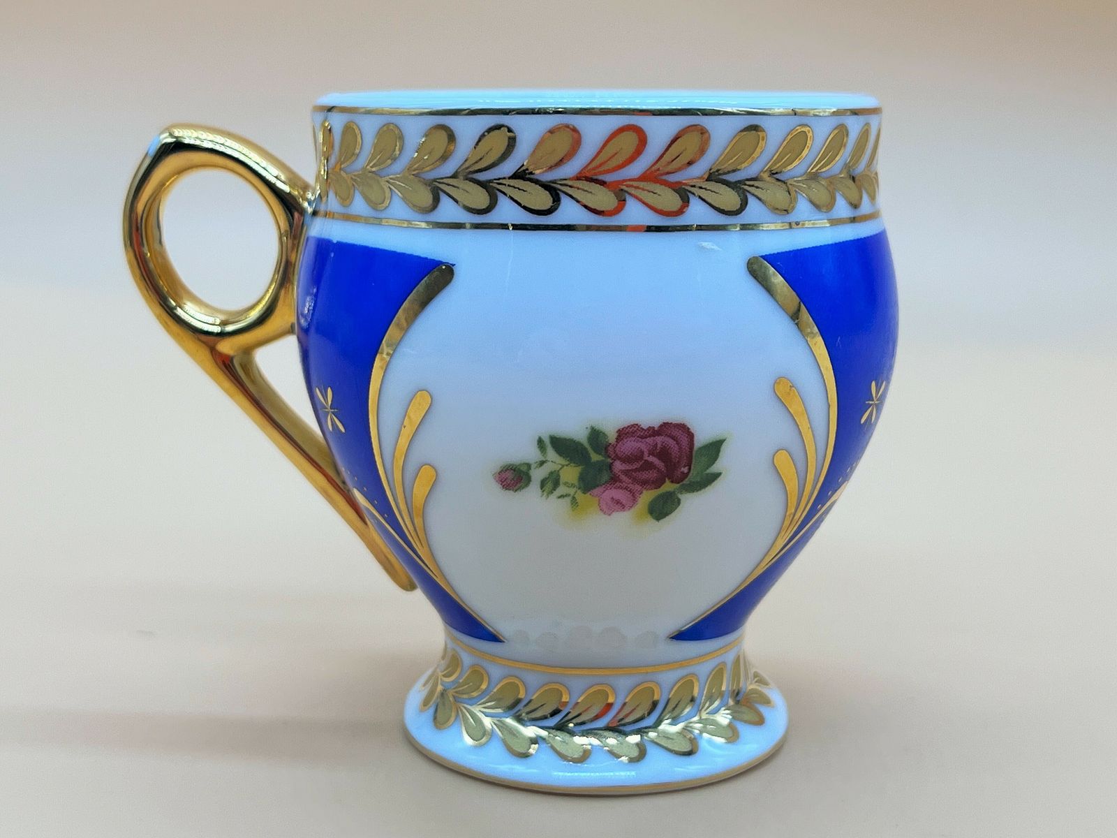Lg Limoges Porcelain Blue Chocolate Cup, Saucer And Lid. photo vinterior