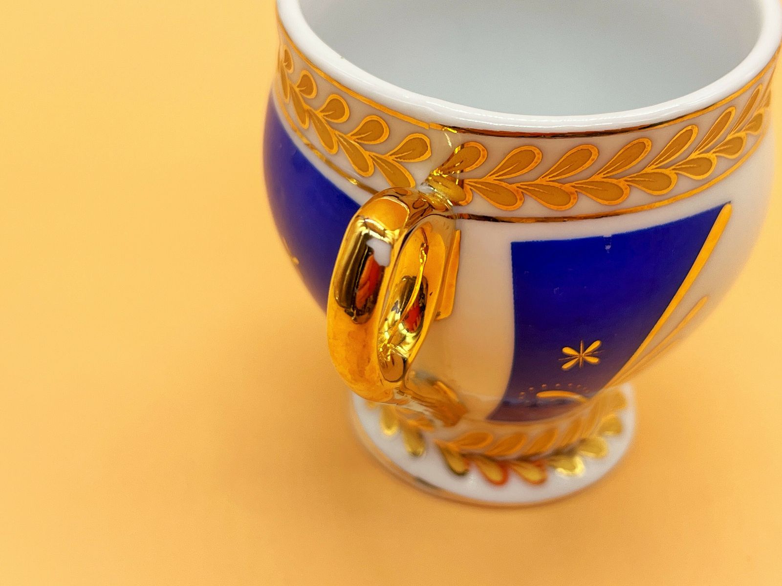 Lg Limoges Porcelain Blue Chocolate Cup, Saucer And Lid. photo vintage