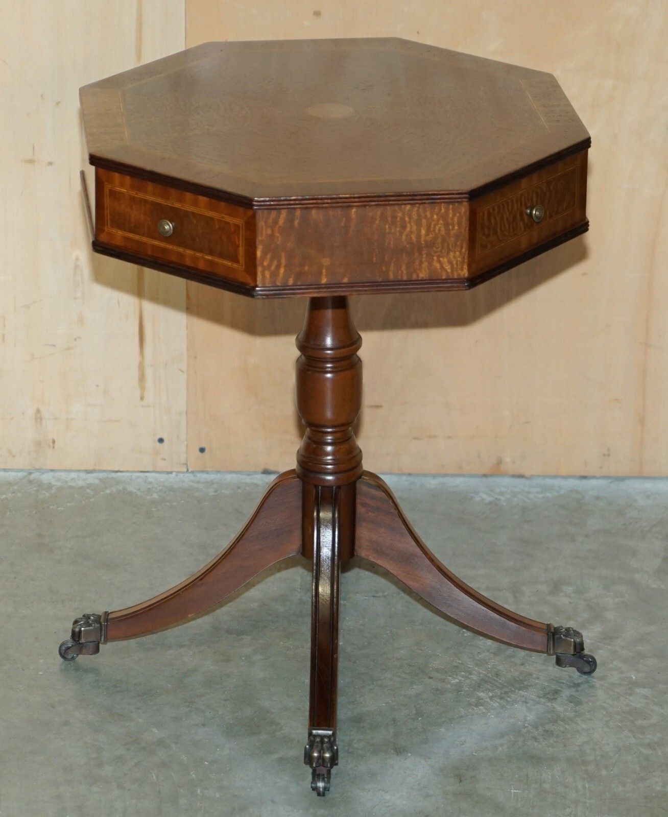 Pair Of Mid Century Modern Andrew Thompson Burr Oak Side End Lamp Wine Tables photo for sale