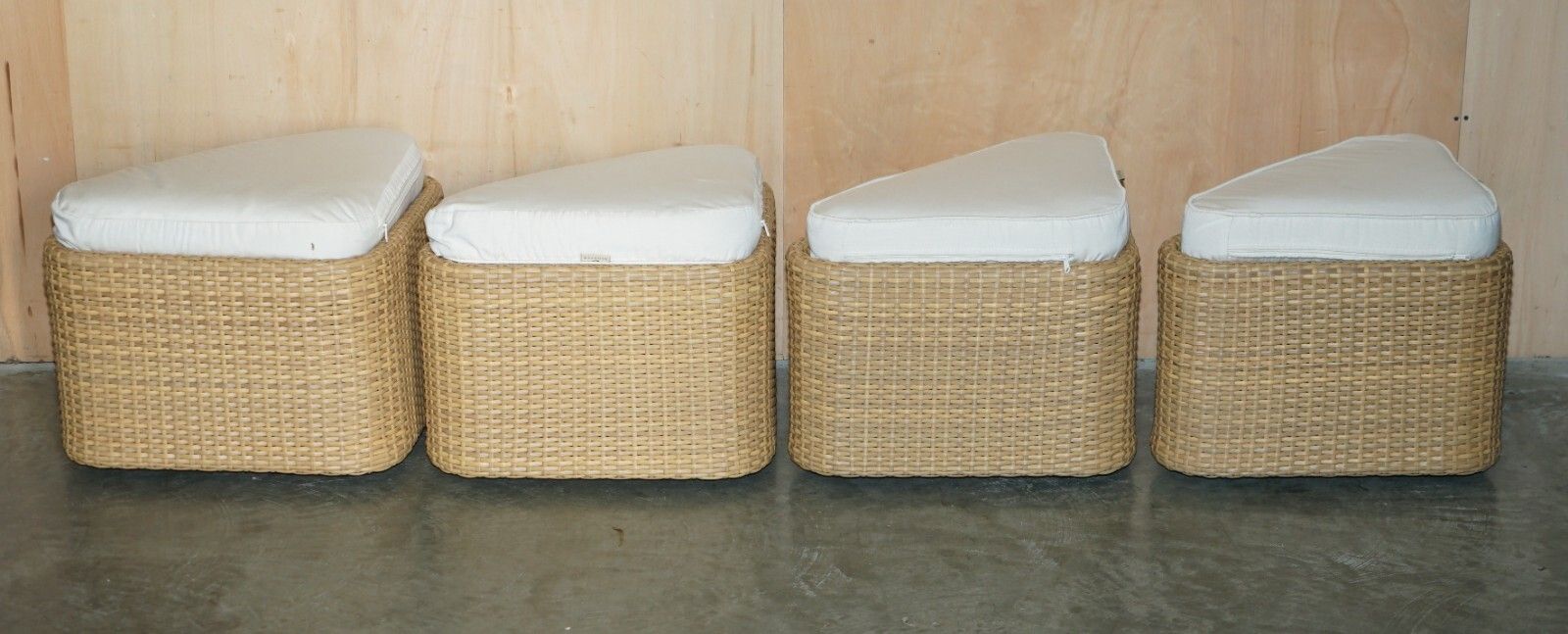 photo for sale Expensive Gloster Garden Table Set On Wheels Glass & Wicker