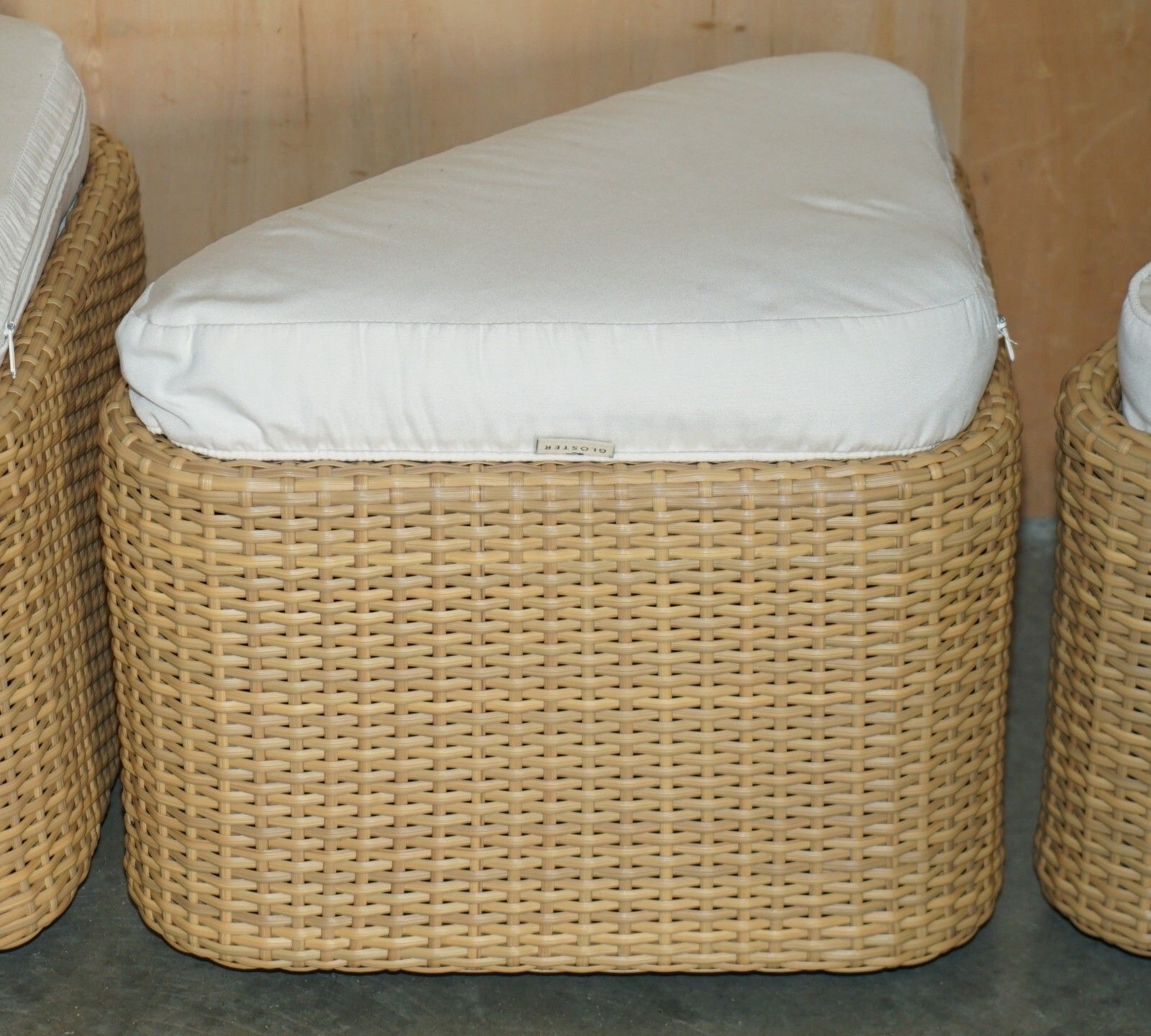 Garden Furniture Expensive Gloster Garden Table Set On Wheels Glass & Wicker photo