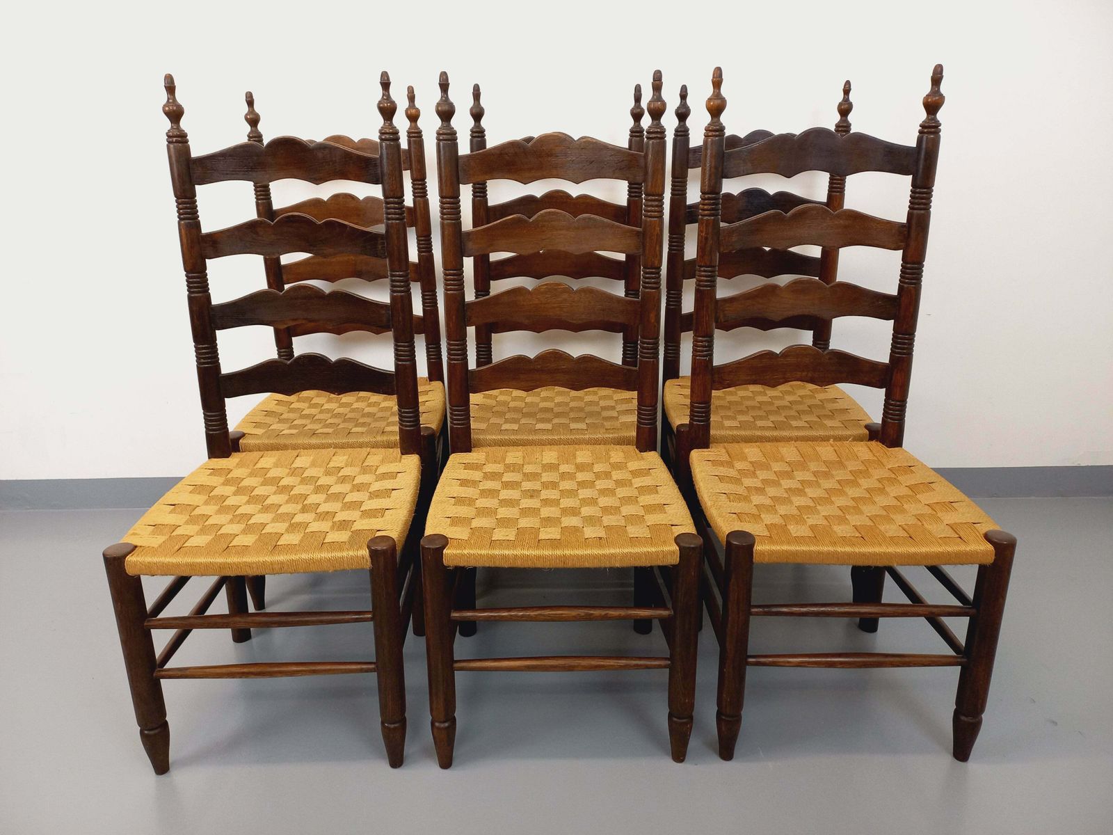 6 Arts & Crafts Chairs In The Style Of Antonio Calligarise In Oak photo furniture