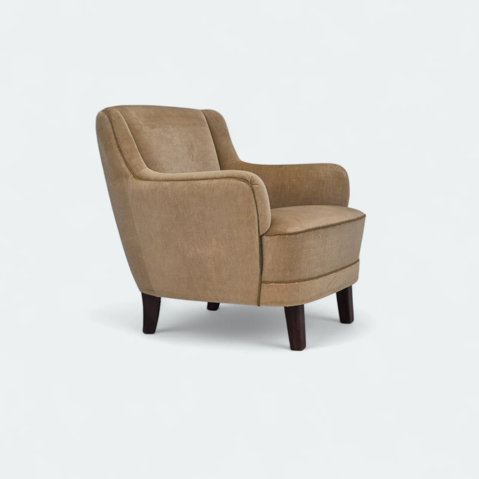 1970s, Danish Lounge Chair, Original Condition, Furniture Velour.