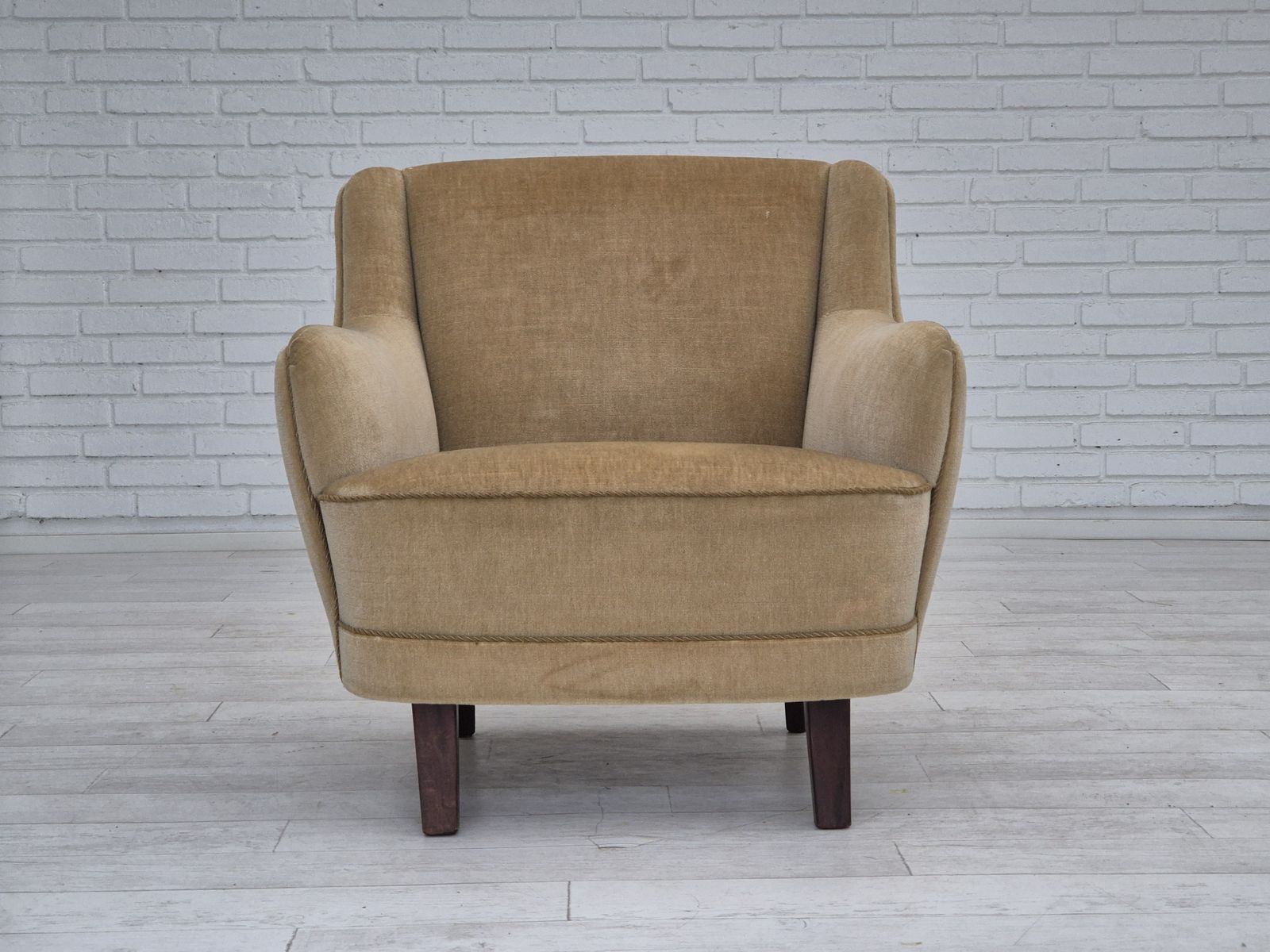 1970s, Danish Lounge Chair, Original Condition, Furniture Velour. photo for sale