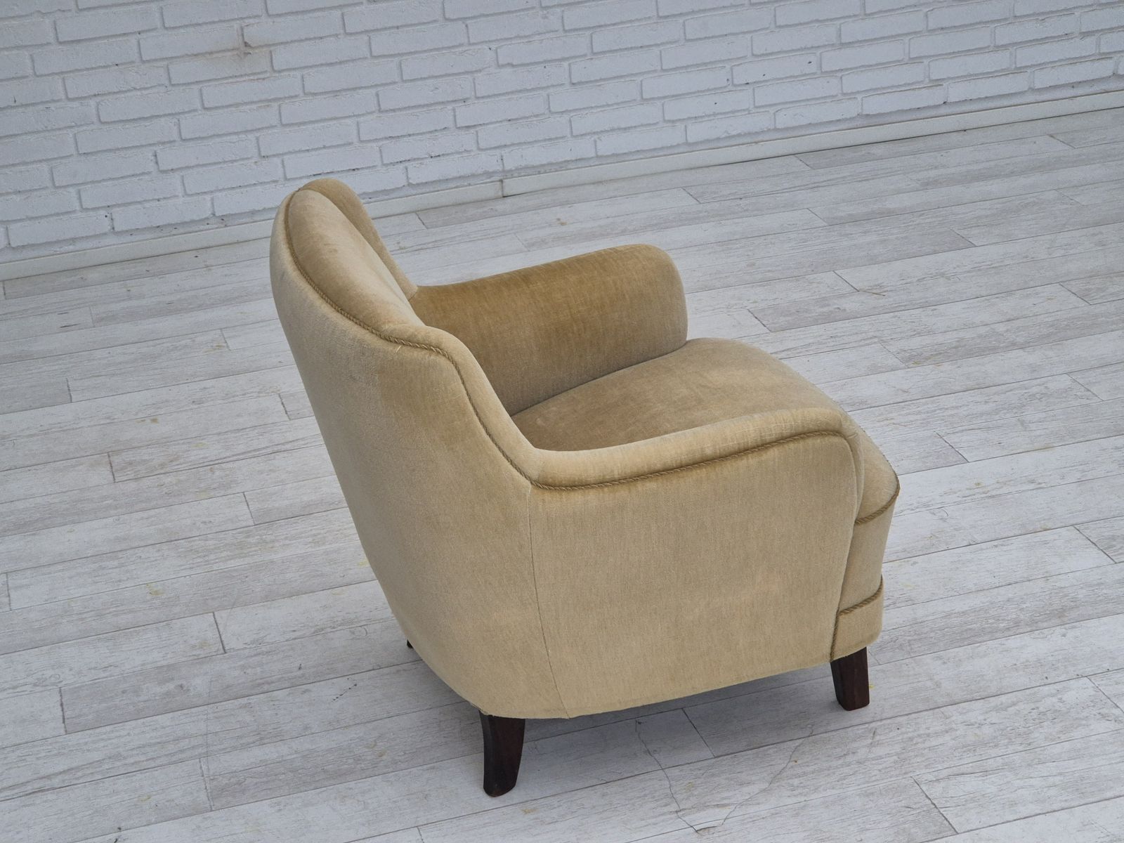 Jaren 1970, Deense Loungestoel, Meubilairvelours. photo vinterior