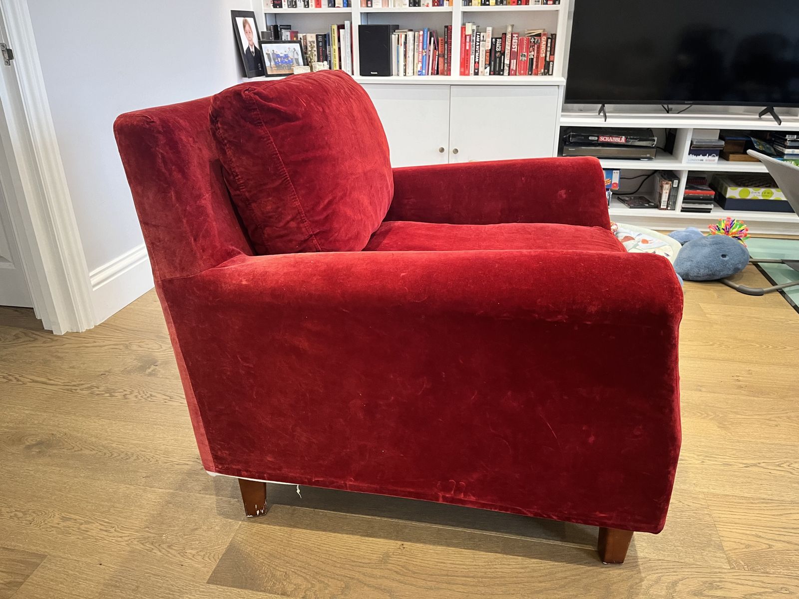 Habitat Red Velvet Armchair photo Furniture