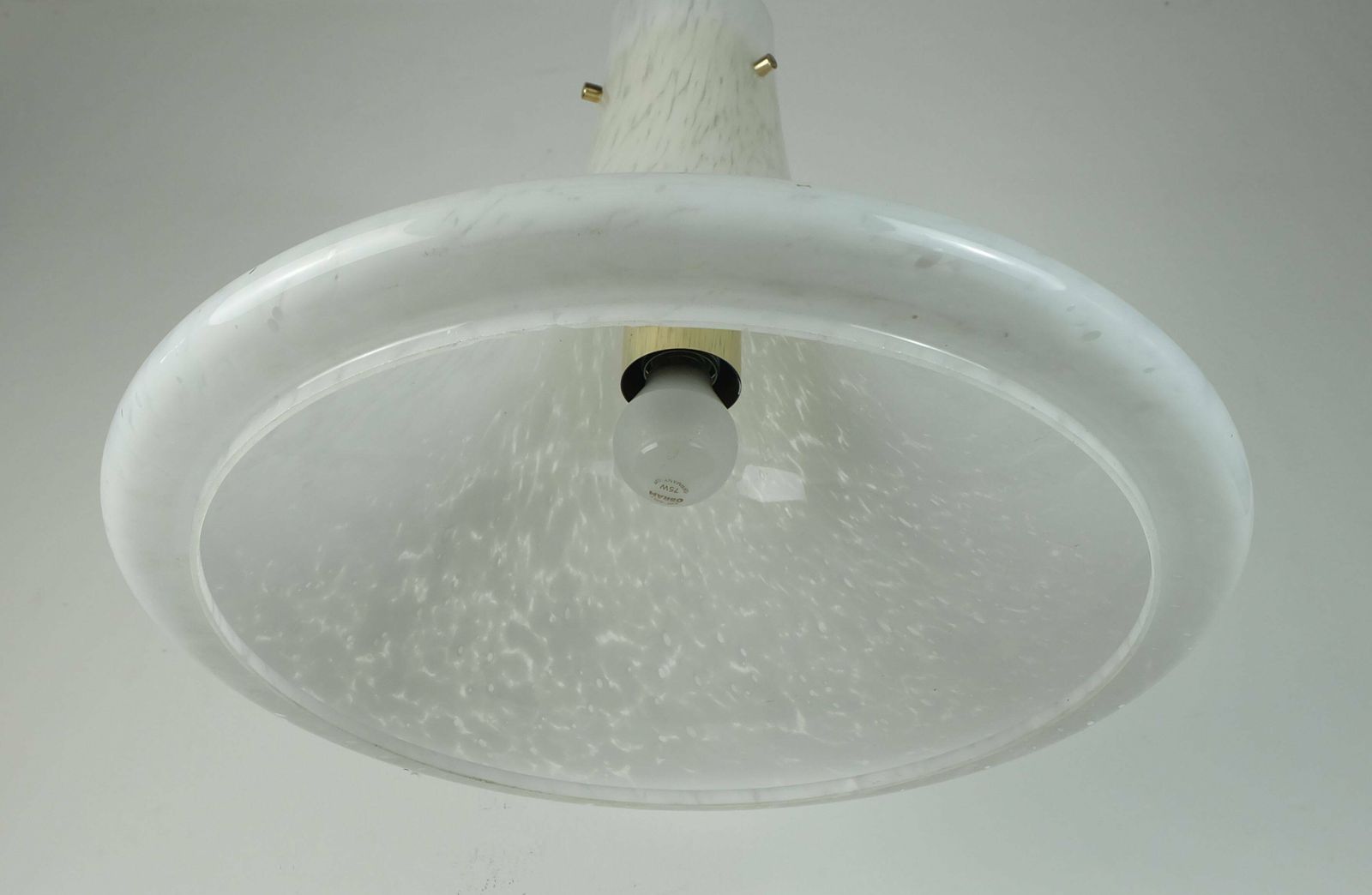 Large 1970s Glashuette Limburg Pendant Light White Opaline Bubble Glass Trumpet Shaped Shade P283 42 photo furniture