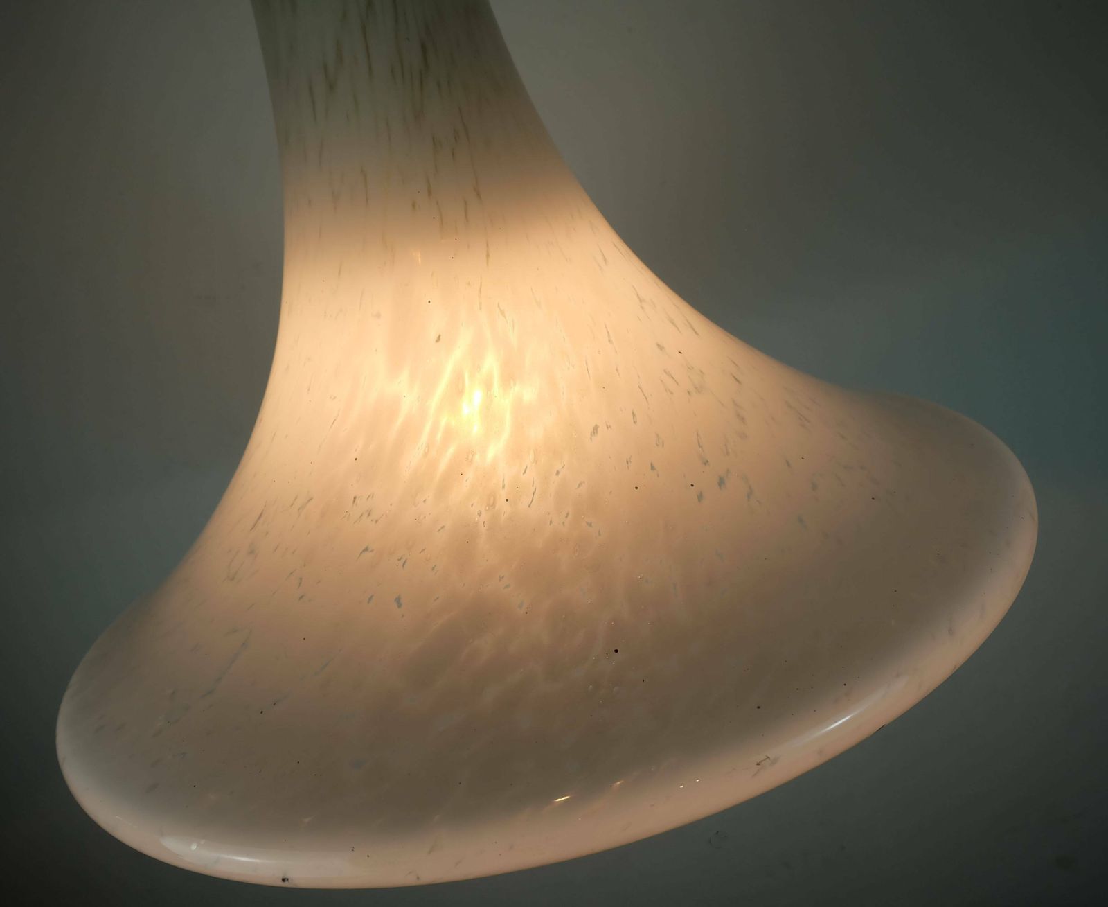 photo furniture Large 1970s Glashuette Limburg Pendant Light White Opaline Bubble Glass Trumpet Shaped Shade P283 42