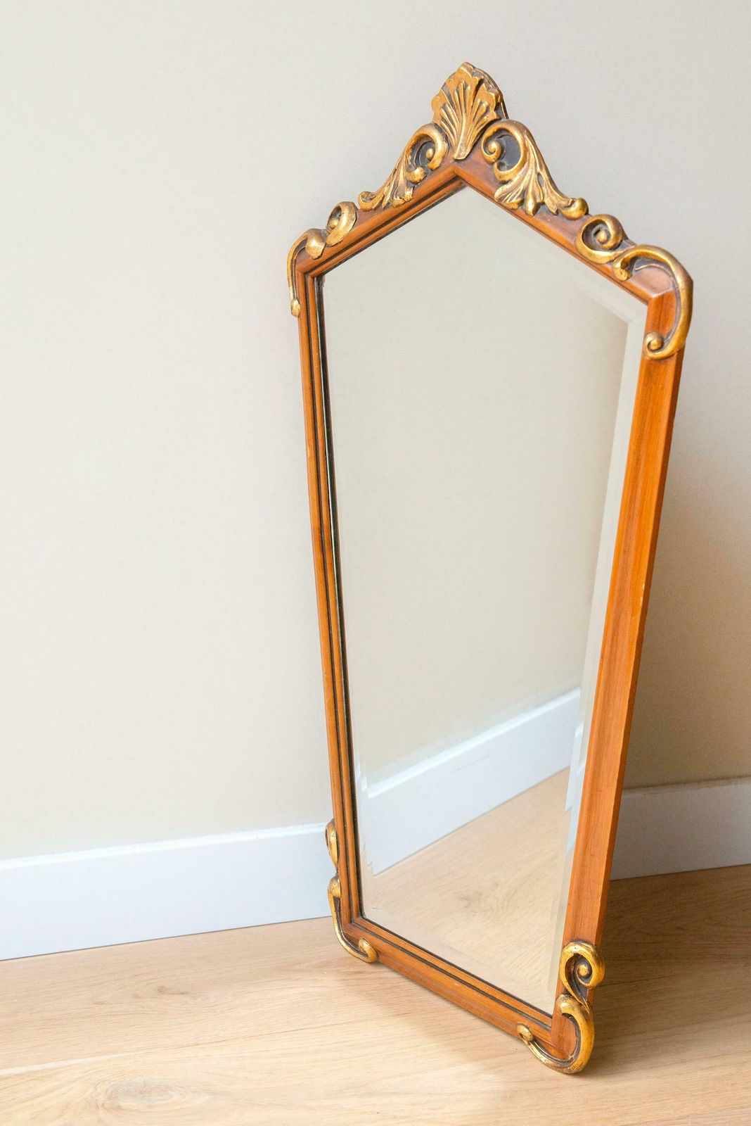 Baroque Mirror With Ornament, Hand Carved Golden Frame, Ornate Mirror, Belgian Wall Mirror, Old Mantle Mirror photo Home Decor