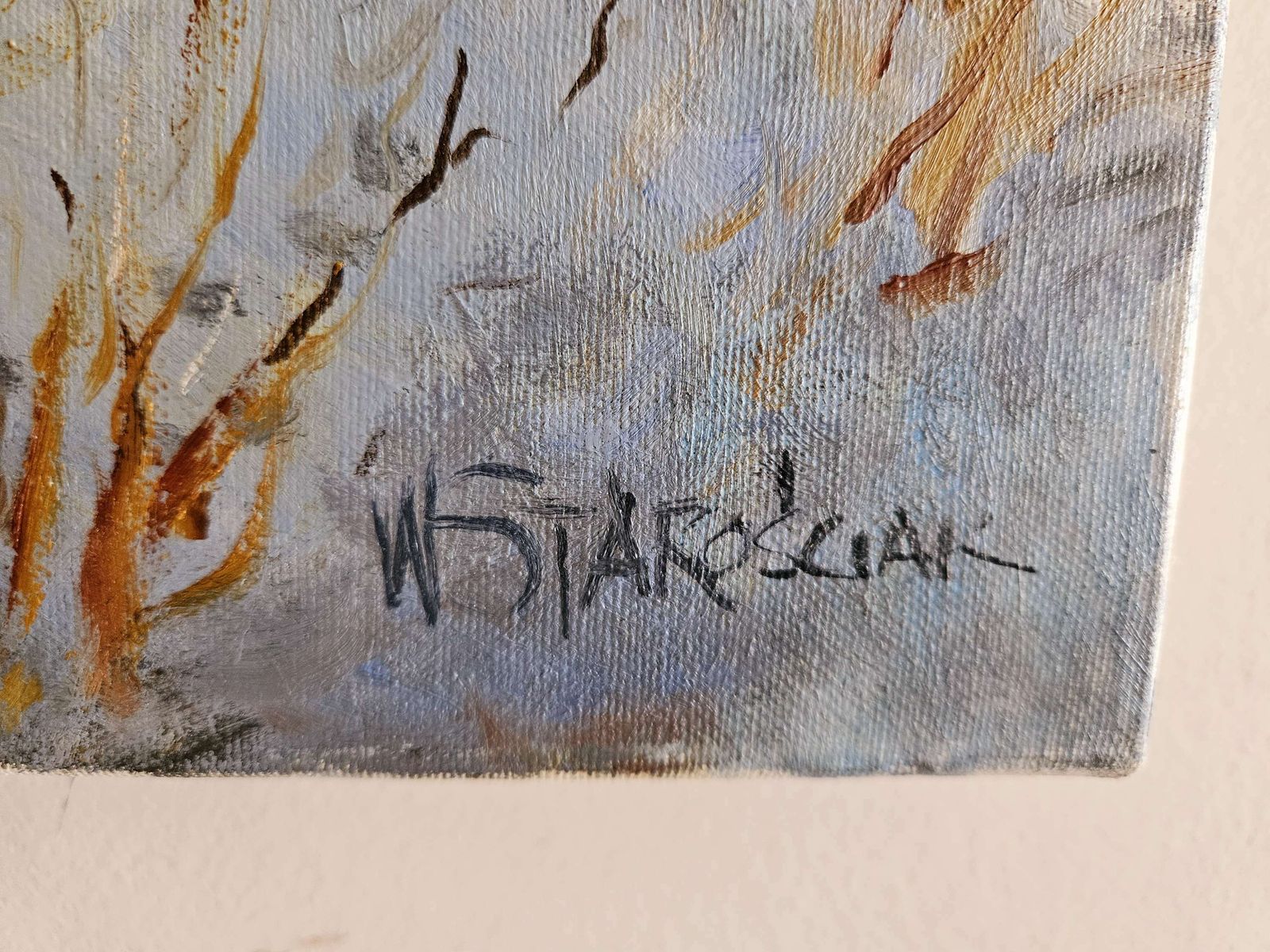 Oil On Linen Of Snowy River Landscape 'Zima' By Polish Artist W. Starosciak photo 125.0