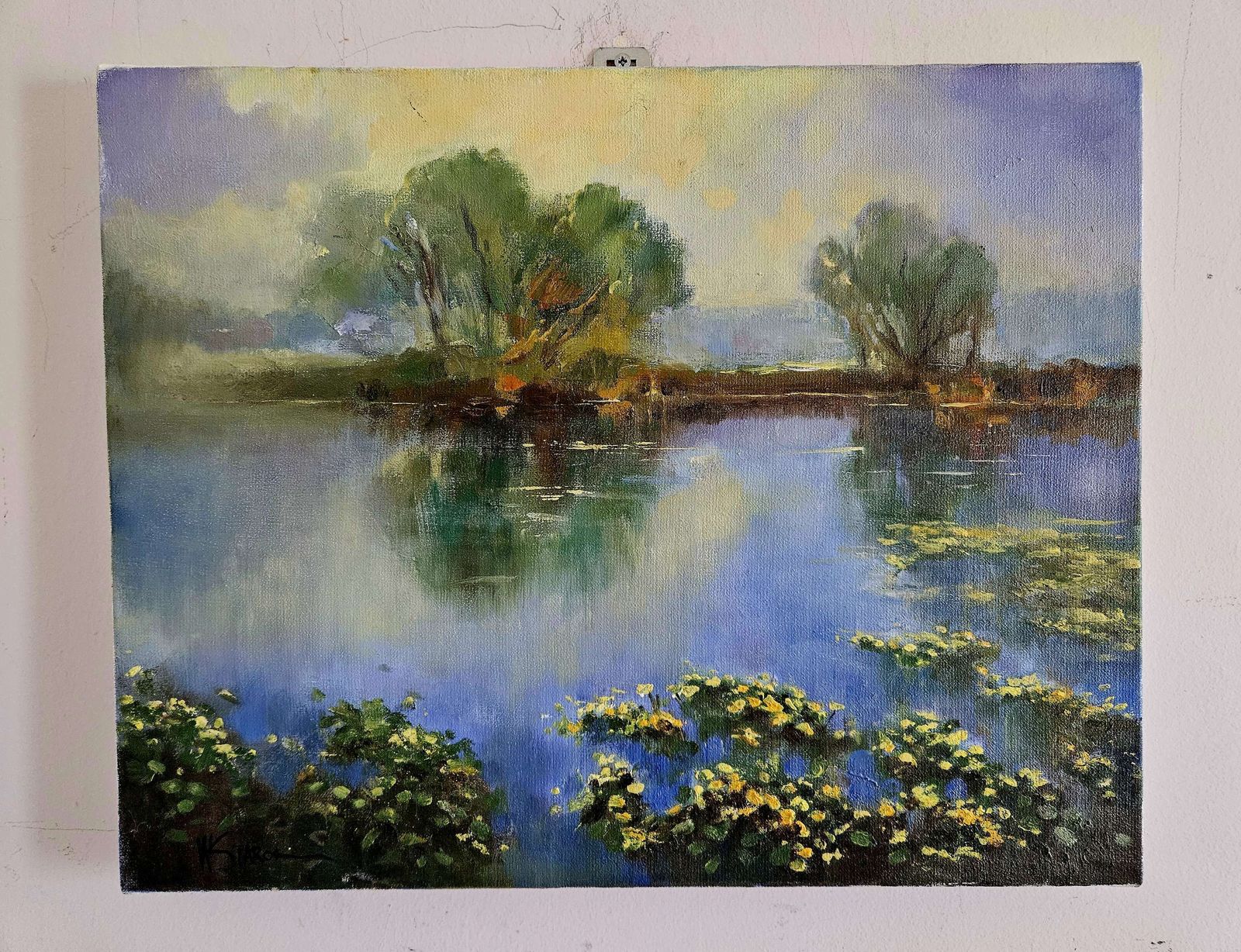 Beautiful Lake Scene In Oil On Linen By Polish Artist W. Starosciak photo furniture