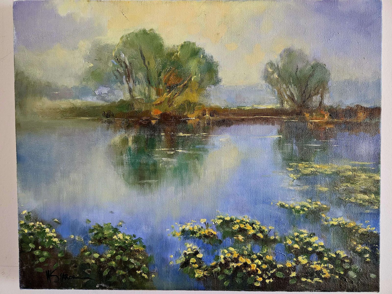 Beautiful Lake Scene In Oil On Linen By Polish Artist W. Starosciak