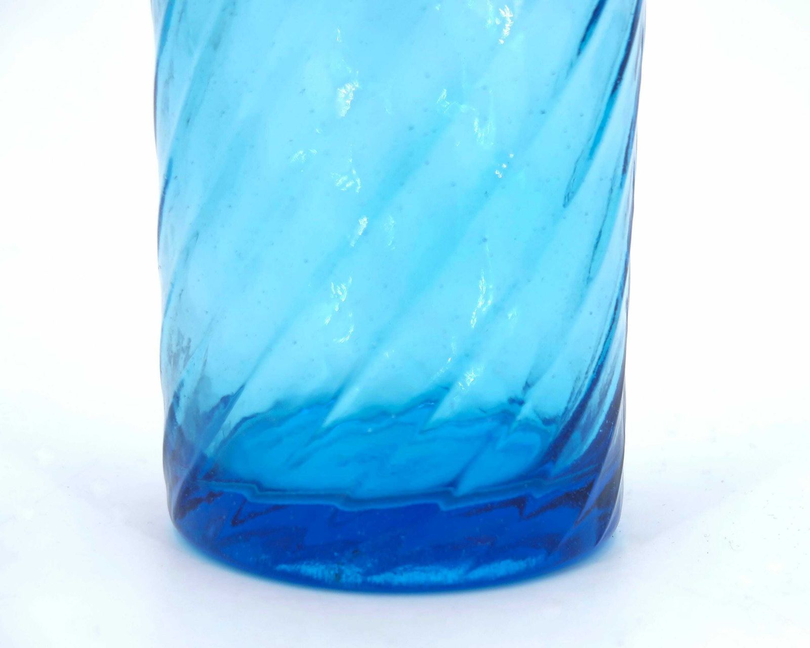 Zeldzame Blauwe Glazen Empoli Geniesfles, Italiaanse Karaf, Jaren 1960 / Boho Chic, Bohemian, Folk, Made In Italy photo Woonaccessoires