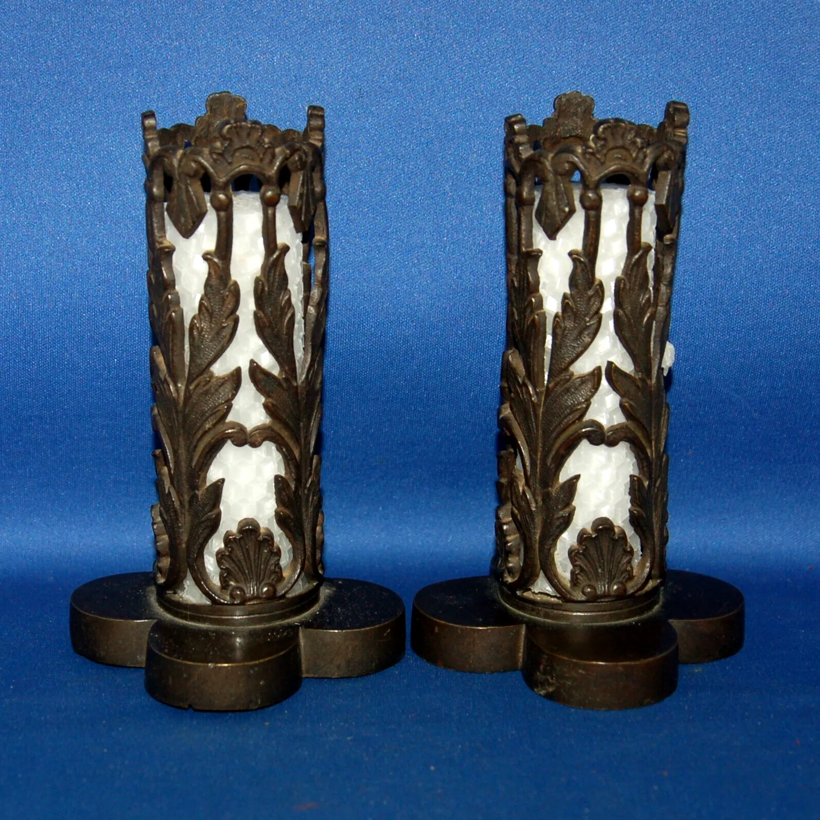 A Super Pair Of Art Nouveau Filigree Anthus Leaf Candle Holder Or Spill Vases photo furniture