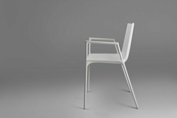 21th Century White Design Chair With Armrests, Belgium photo for sale