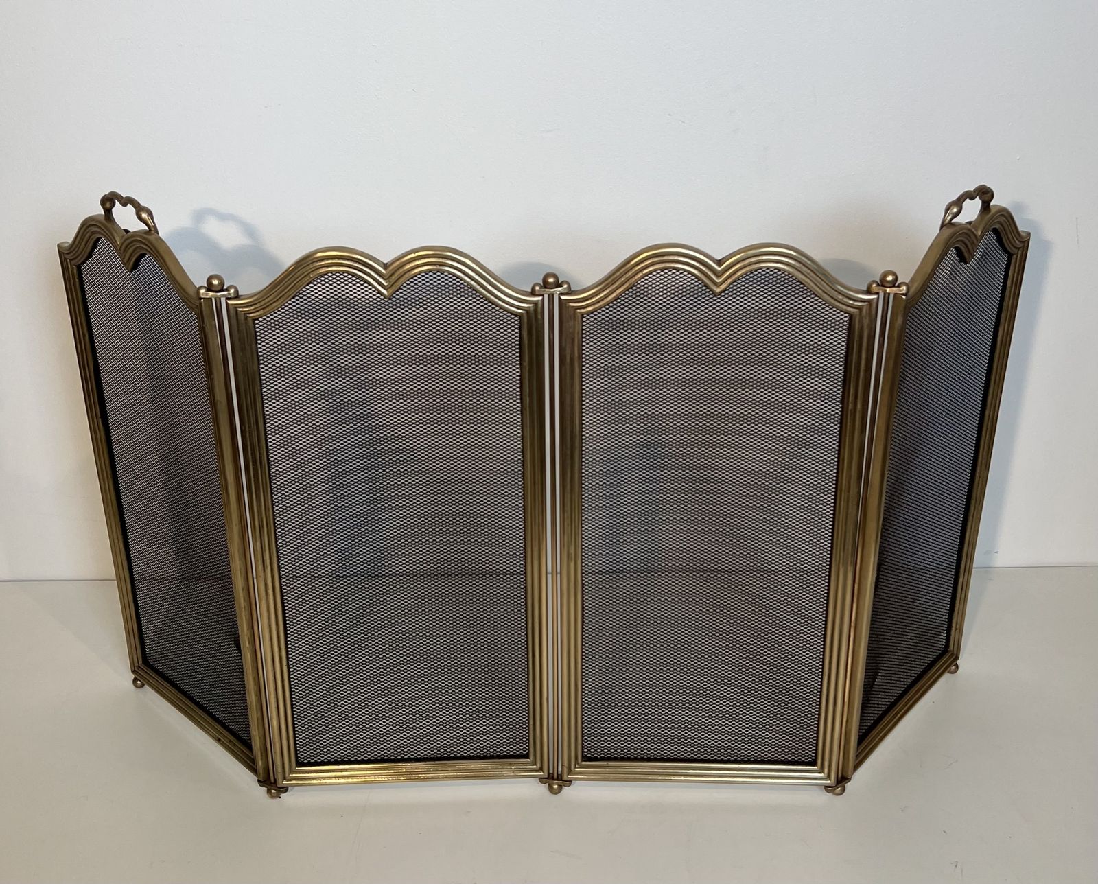 Neoclassical Style Brass And Mesh Fire Screen photo furniture