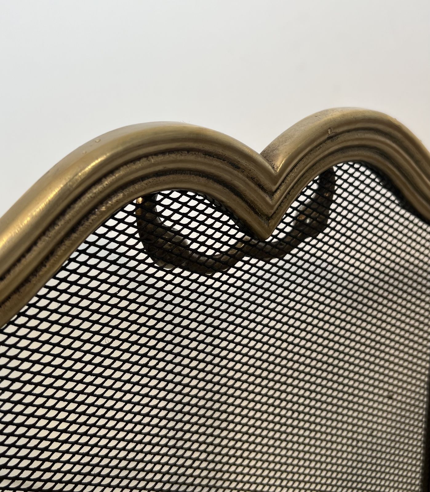 photo for sale Neoclassical Style Brass And Mesh Fire Screen