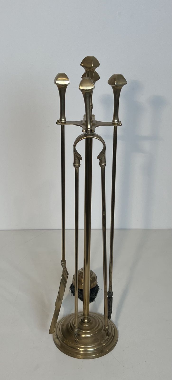Neoclassical Style Brass Fireplace Set photo for sale