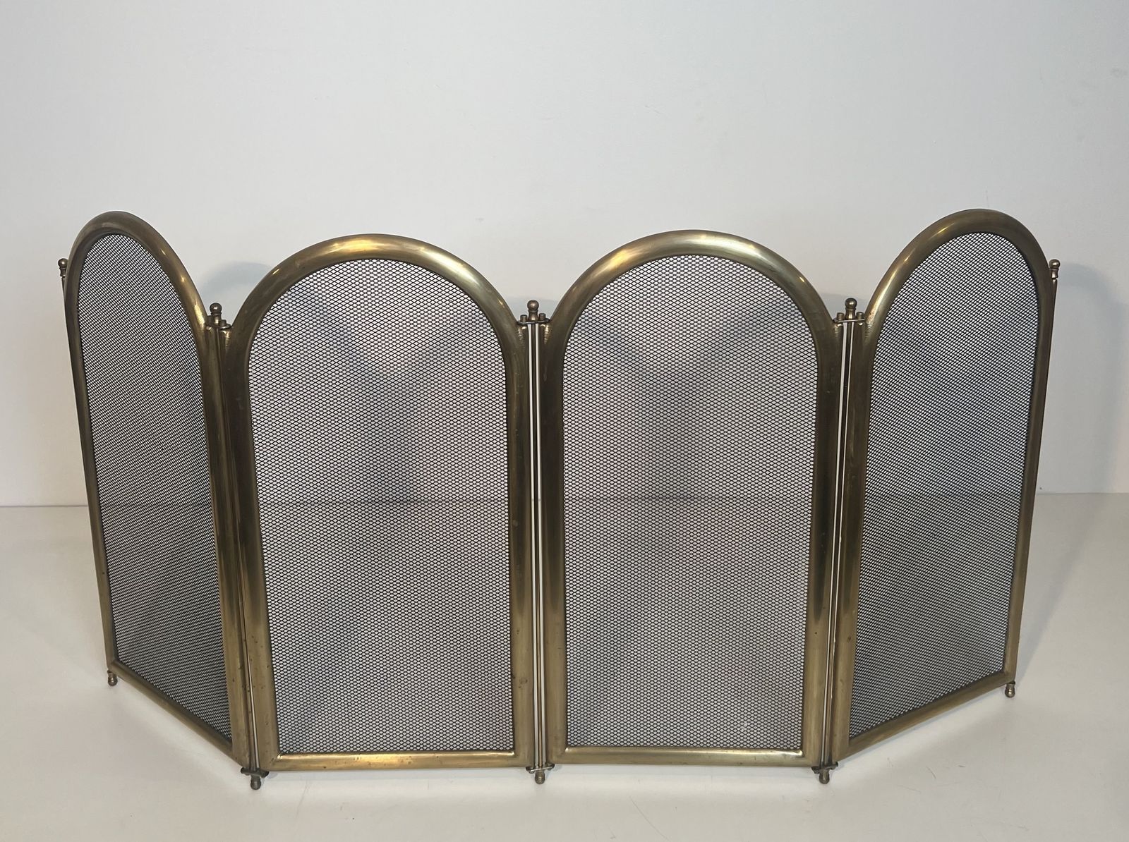 Neoclassical Style Brass And Mesh Fire Screen photo furniture