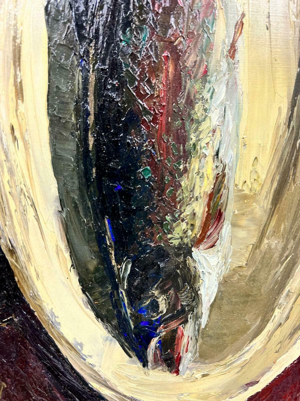 Josine Vignon1960's French Post Impressionist Oil Trout Painting On A Plate Thick Oil Impasto1960's photo vinterior