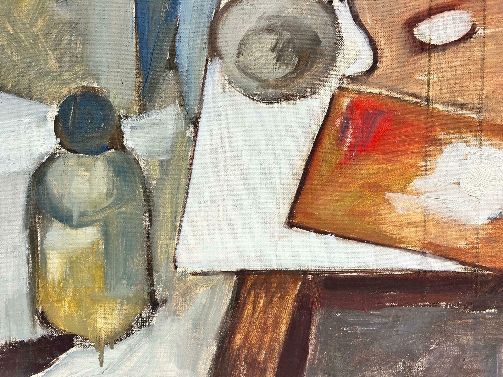 Josine Vignonan Artists Tools Pallet And Easel Interior Scene French Oil 1960's photo 1227.0