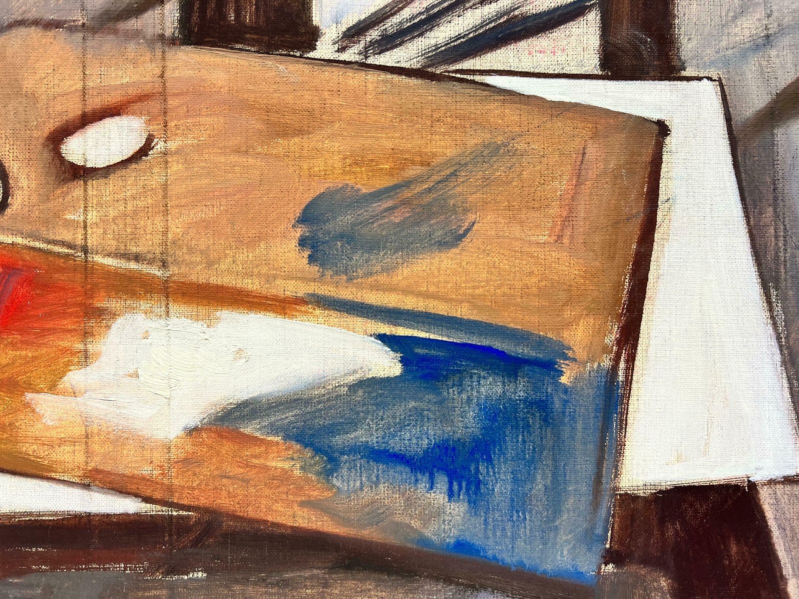 Josine Vignonan Artists Tools Pallet And Easel Interior Scene French Oil 1960's photo buy