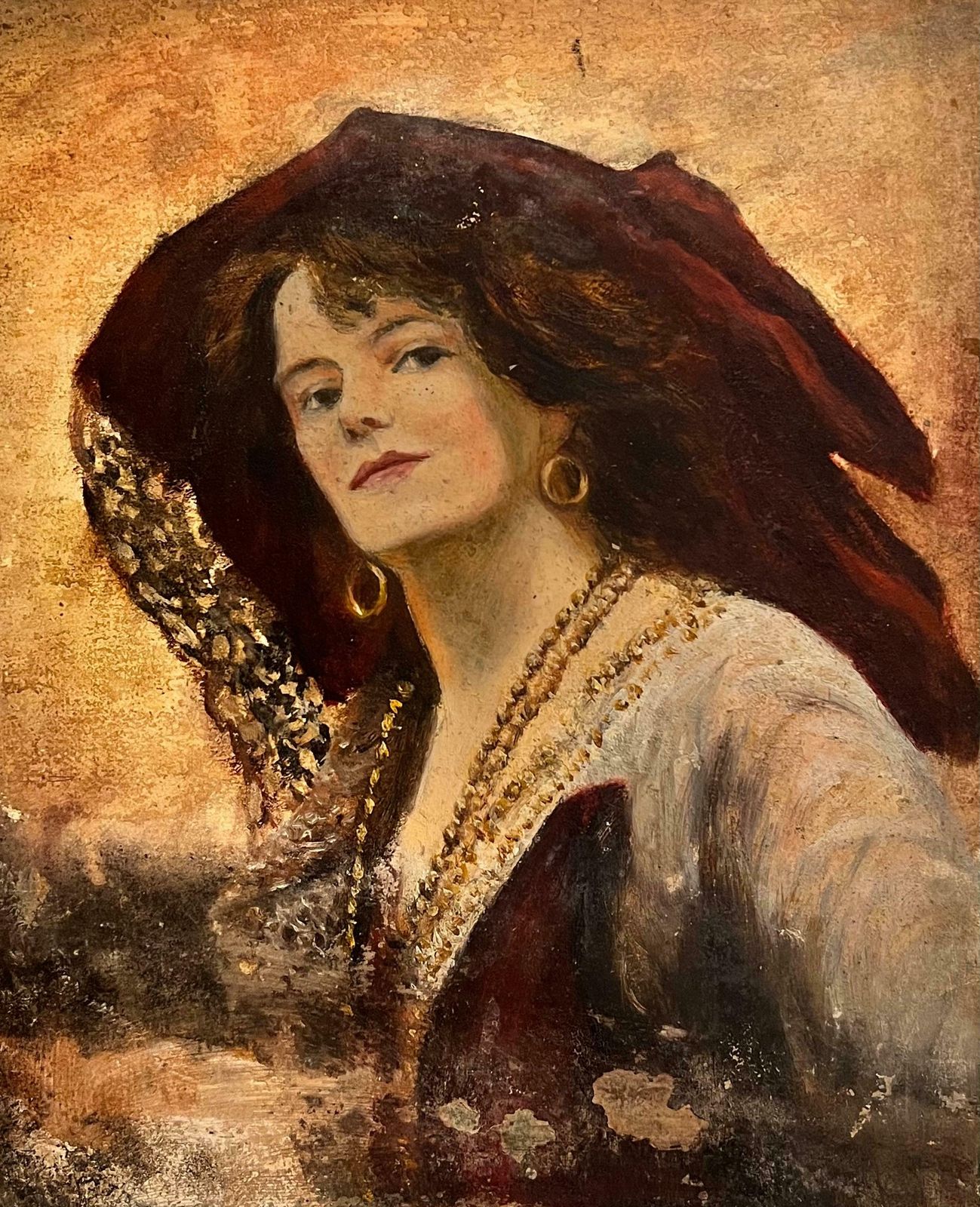 Antique English Antique Victorian English Oil   Fine Posed Lady Portrait