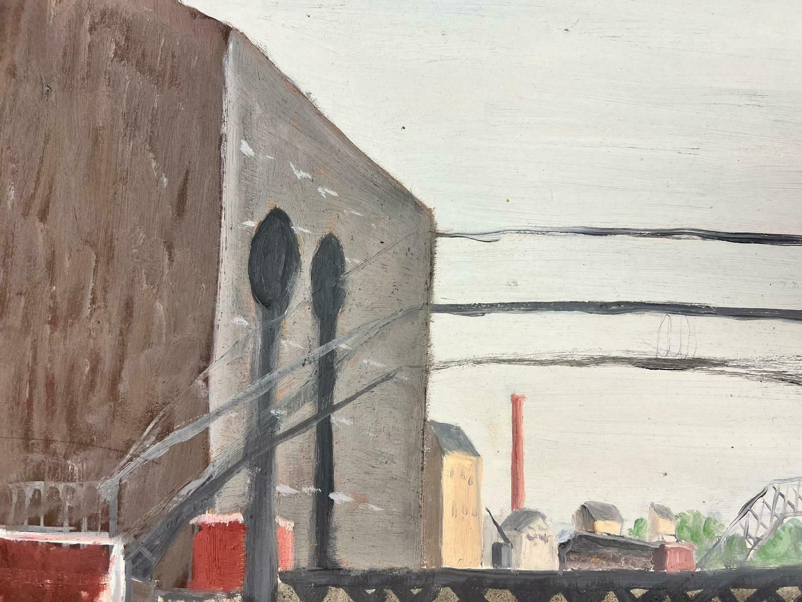Genevieve Zondervan (1922 2013)genevieve Zondervan (1922 2013) French Oil Painting   Power Station Bridge  C. 1960's photo 487.0