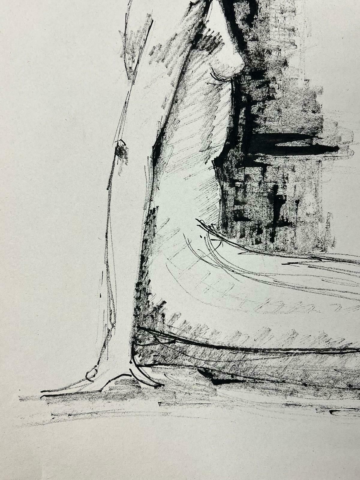 Genevieve Zondervan (1922 2013)genevieve Zondervan (1922 2013) French Drawing  Side Profile Of A Nude Ladyc. 1960's photo for sale