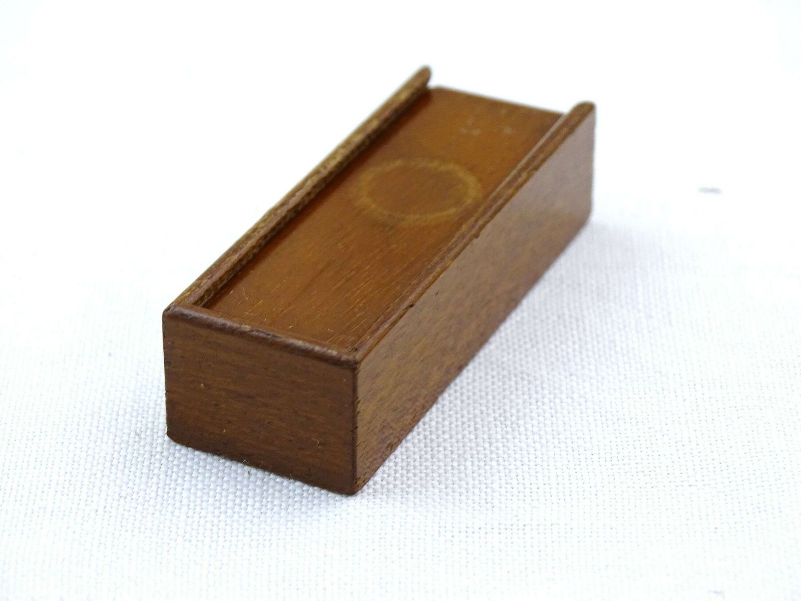 Antique French Miniature Dolls House Domino Incomplete Set Small Mahogany Box With Sliding Lid, Vintage Tiny Rare Toy Tile Dominoes Game photo 166.0