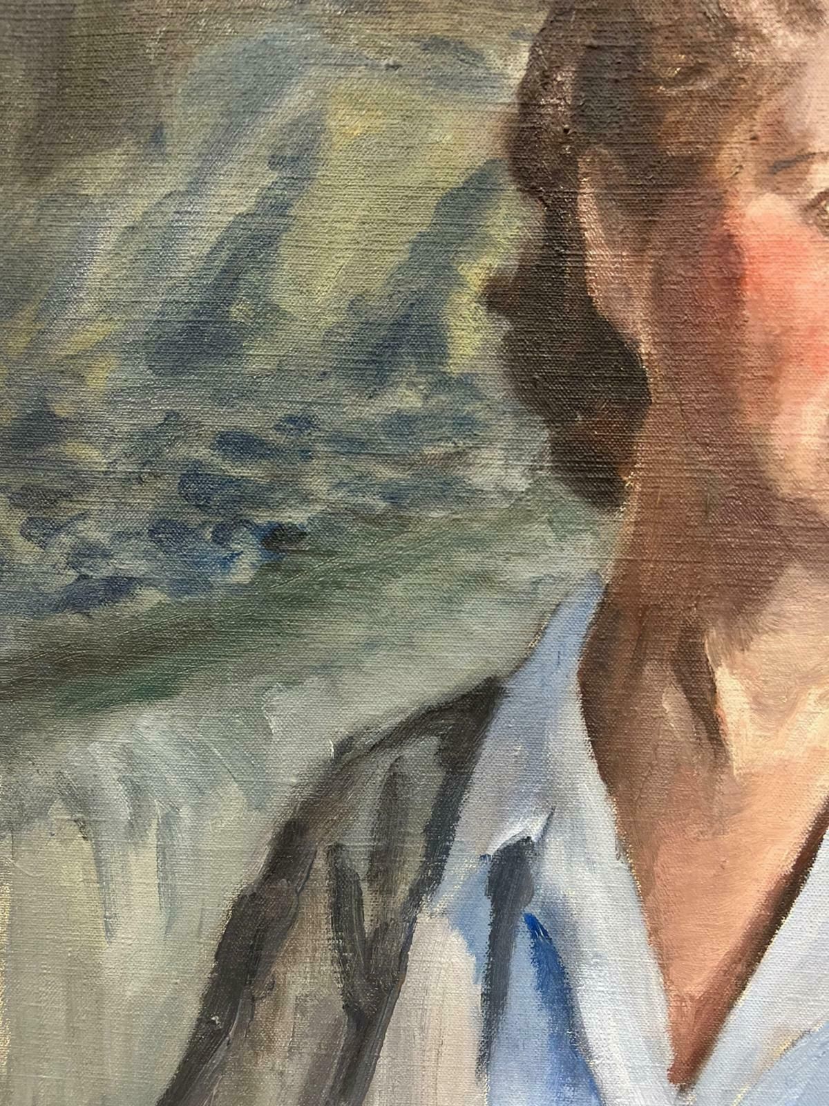 Josine Vignonelegant Blue Eyed Lady French Portrait Impressionist Signed Oil 1960's photo Art