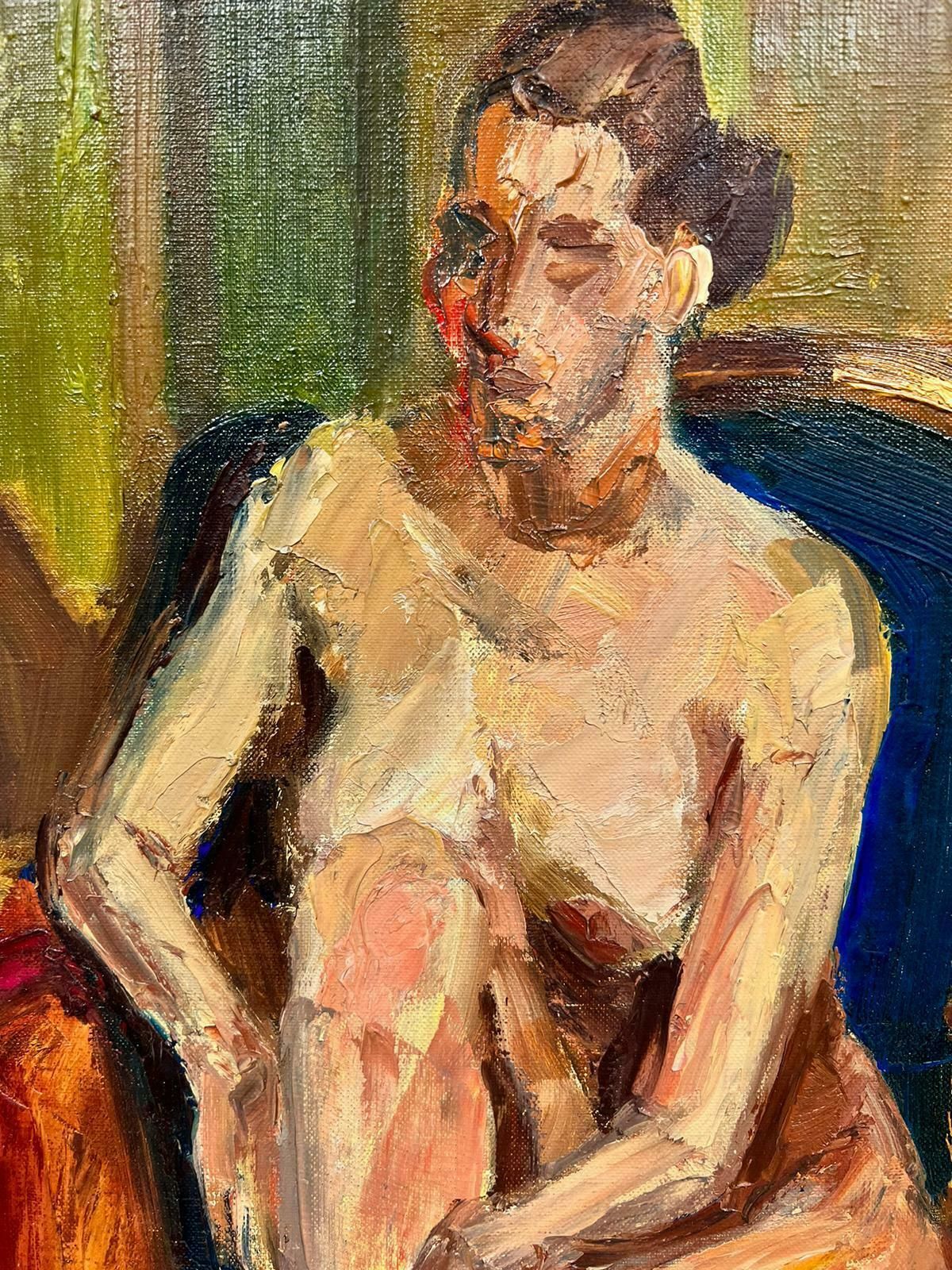 Josine Vignonfrench Nude Female Portrait Interior Post Impressionist Signed Impasto Oil 1960's photo Art